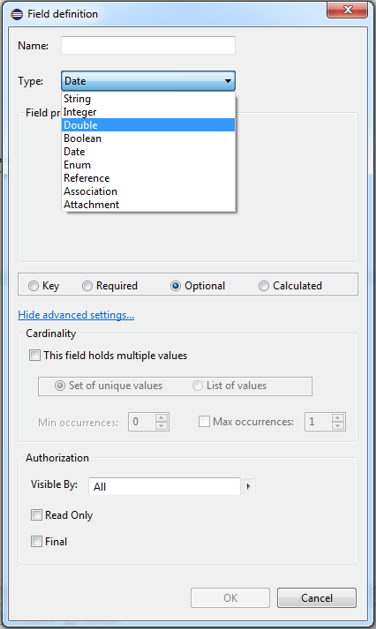 new field dialog